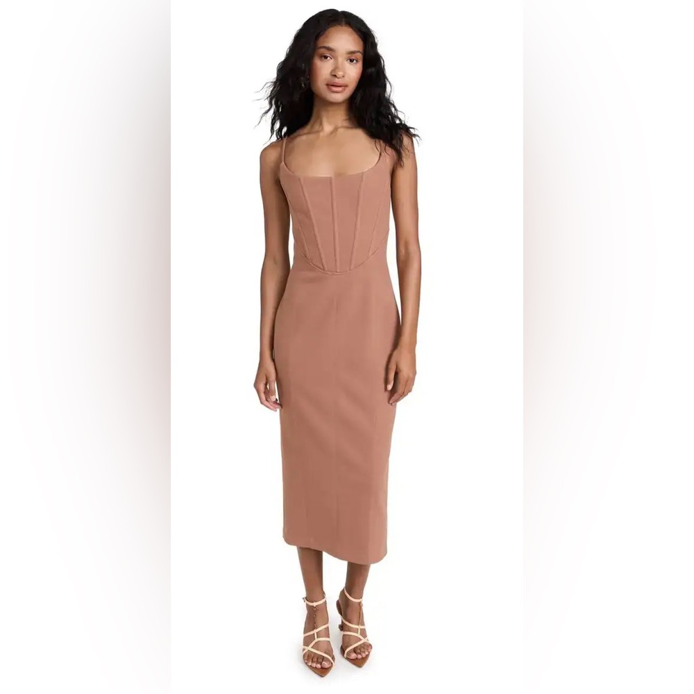Misha Kori Midi Dress Praline Bronze‎ Corset Bodice MJ23DR108 XL NEW
